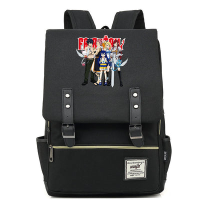 Printed Student Backpack With Casual Belt Buckle, Classic Backpack